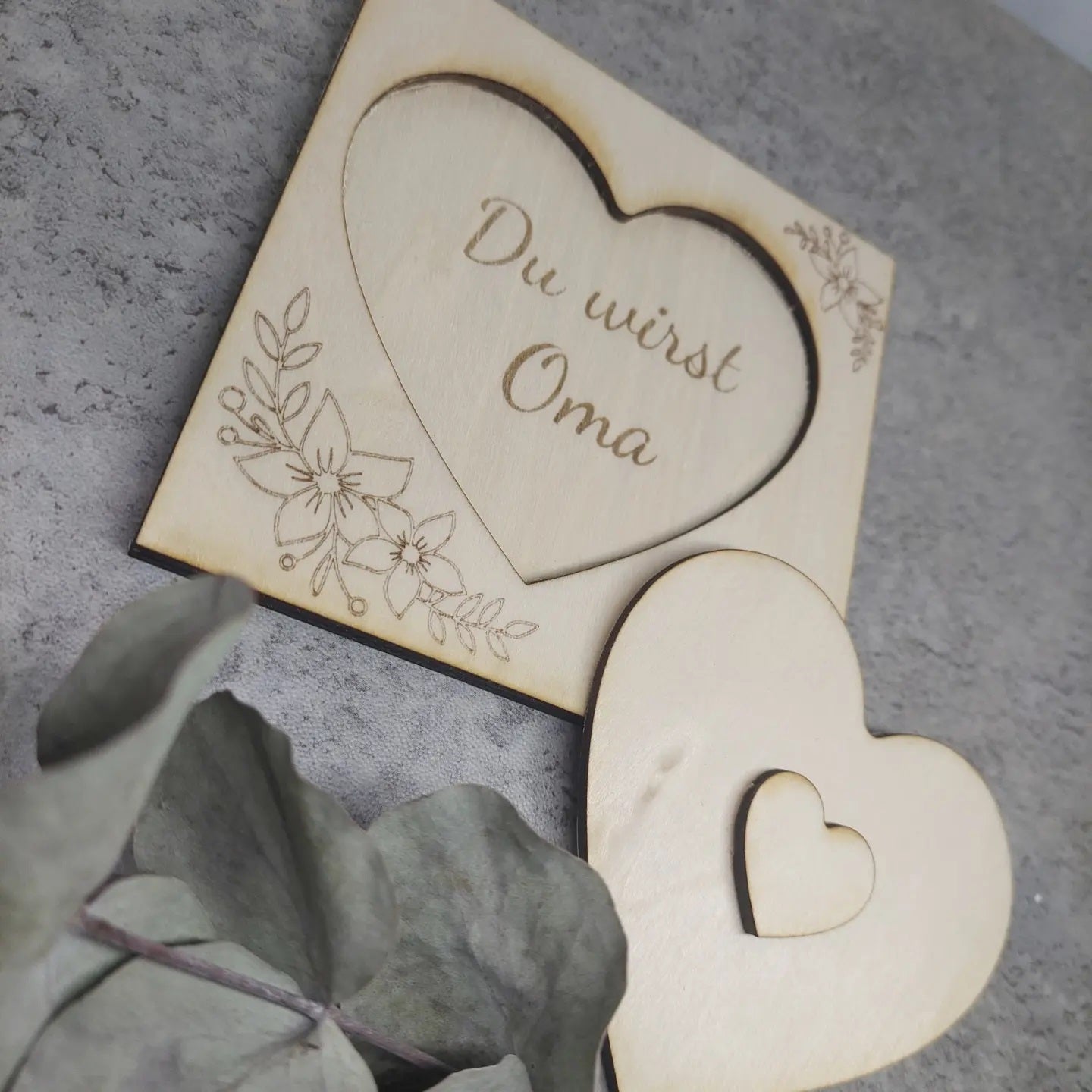 Schwangerschaft Verkünden Mit Holzrahmen - Ultraschallbild Präsentation