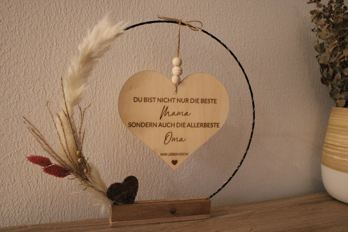 Muttertagsgeschenk mit Beleuchtung und Trockenblumen