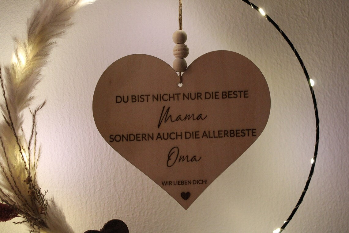 Muttertagsgeschenk mit Beleuchtung und Trockenblumen