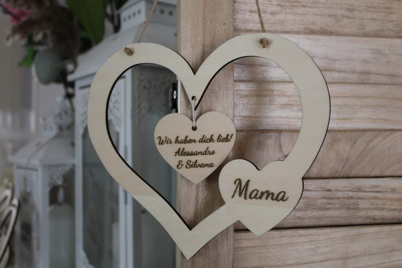 Herzanhänger Muttertag, Geschenk für Oma, Geschenkidee Oma, Beste Mama, Beste Oma, personalisierte Geschenkidee, Deko