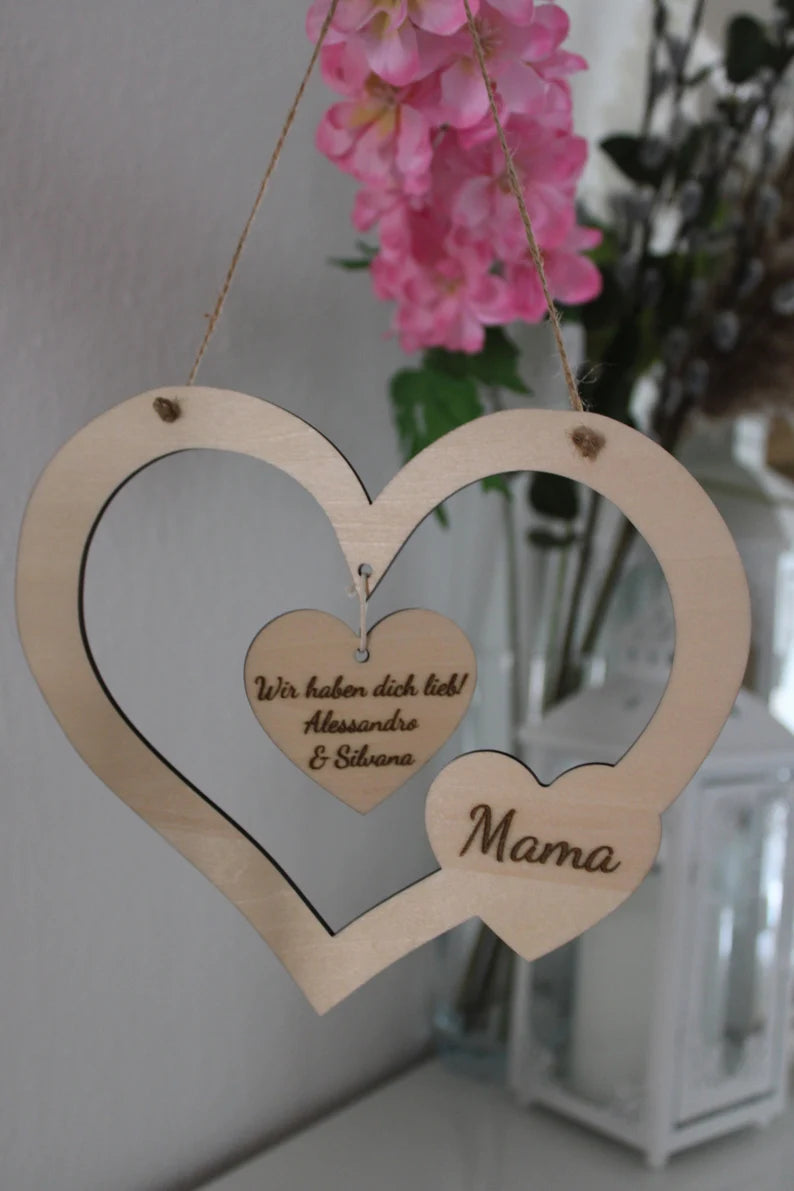 Herzanhänger Muttertag, Geschenk für Oma, Geschenkidee Oma, Beste Mama, Beste Oma, personalisierte Geschenkidee, Deko