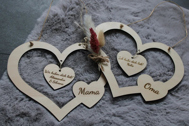Herzanhänger Muttertag, Geschenk für Oma, Geschenkidee Oma, Beste Mama, Beste Oma, personalisierte Geschenkidee, Deko