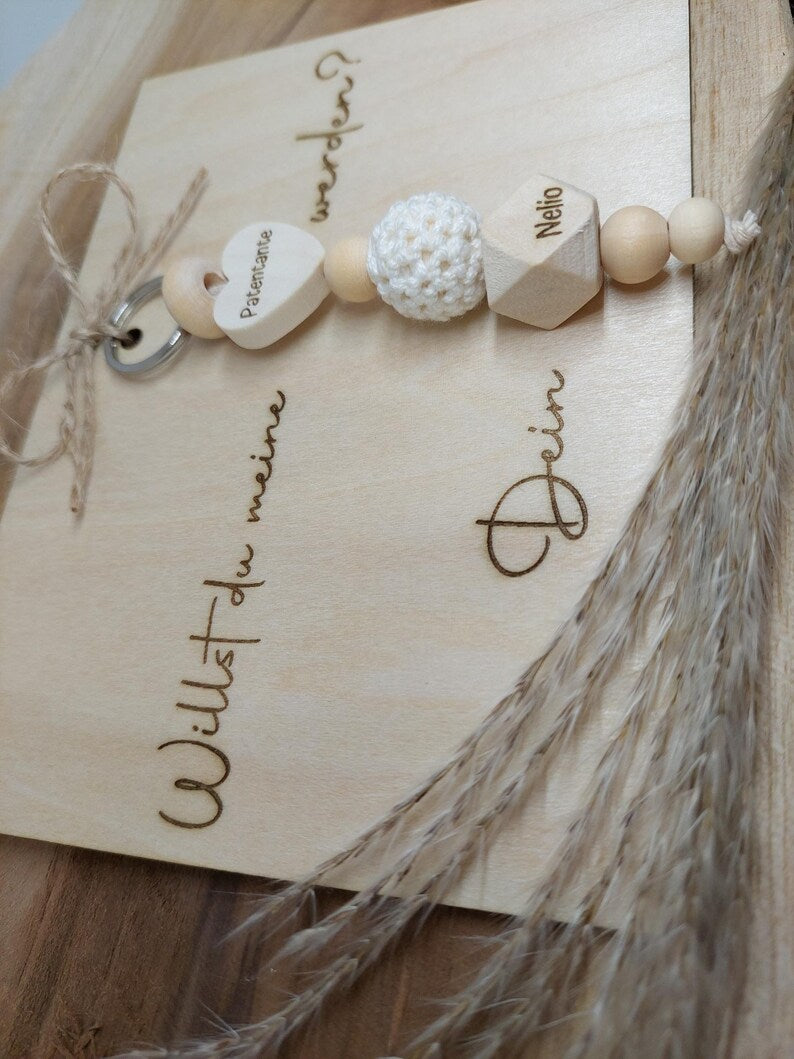 Patentante fragen, Schlüsselanhänger Patentante Patenonkel personalisiert Geschenk Schwangerschaft Geburt Babyparty Taufe, Taufpate Geschenk