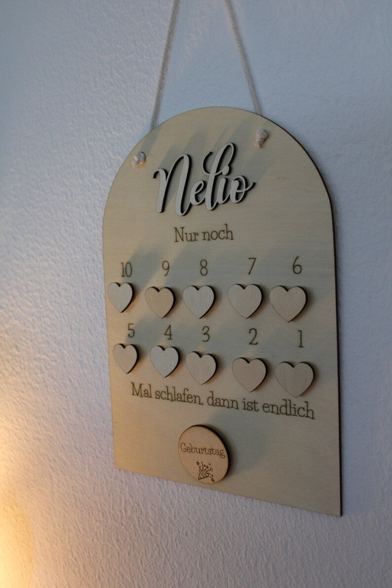 Countdown Kalender für Kinder, Countdown Zähler, Noch X Mal schlafen, bis.., Countdowntafel, Geburtstagscountdown, Weihnachtscountdown, Name