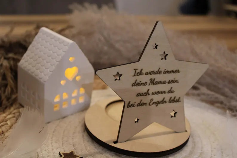 Kleines Windlicht graviert, personalisiert mit Name möglich, Sternenkind Erinnerung, Erinnerungslicht, Trauerbewältigung, Für Sternenmamas