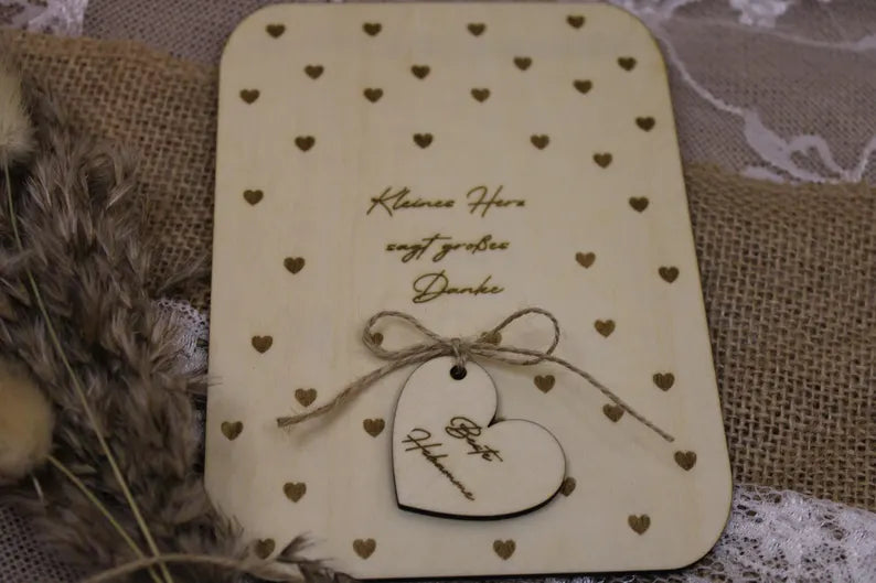 Dankeskarte für Hebamme | Geschenkidee Hebamme | Karte Hebamme Danke | Danke für alles | Hebamme Geschenk | Holzkarte | Hebammengeschenk
