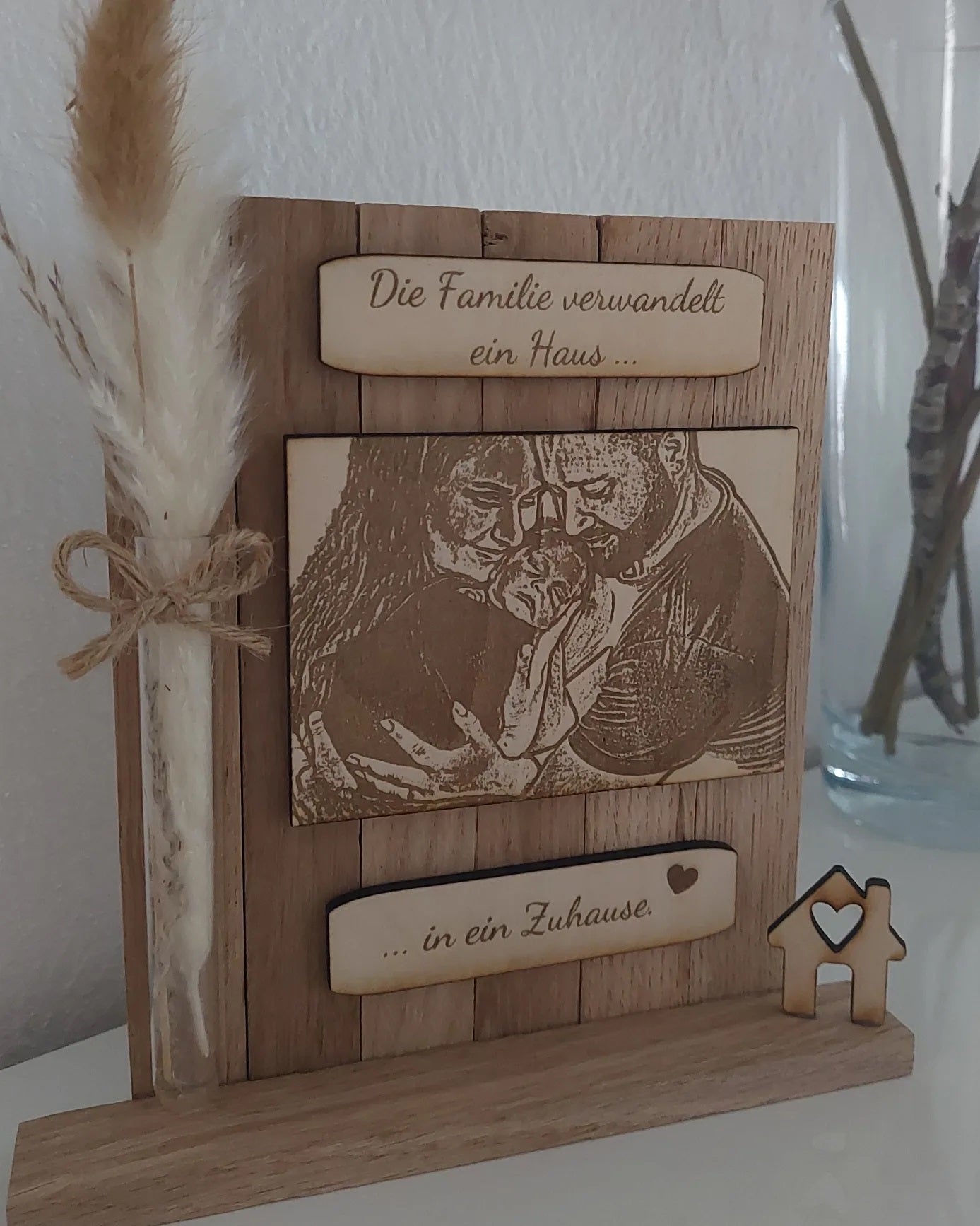 Graviertes Bild in Holz | Gravurbild in Holz | Erinnerungsgeschenk | Liebevolles Geschenk | Besonderes personalisiertes Geschenk | Bild