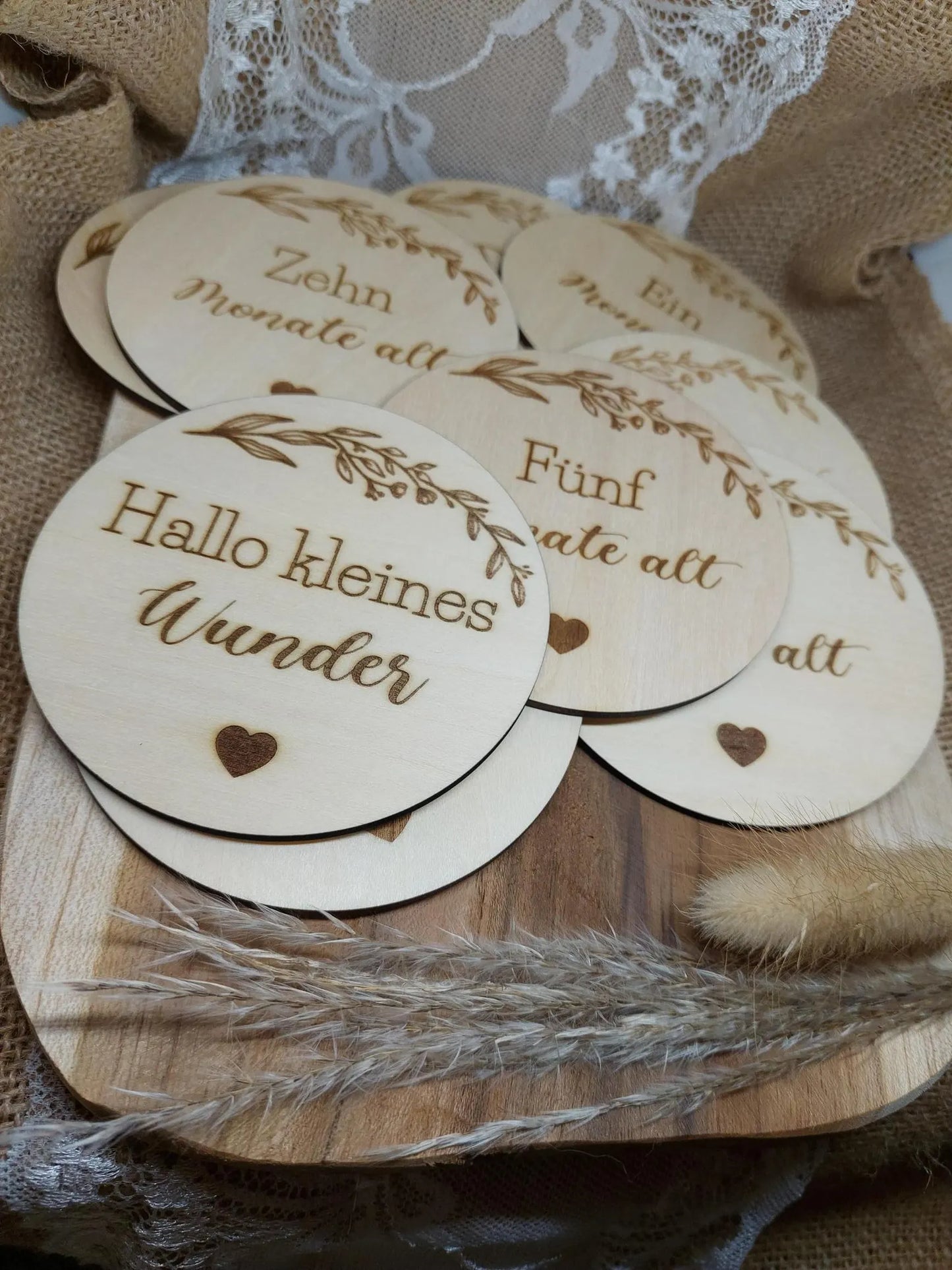 Meilensteinkarten Baby aus Holz, Mein erstes Jahr, Meilensteinkarten bis ein Jahr, Meilensteinkarten Baby Set, Holzset Meilensteinkarten