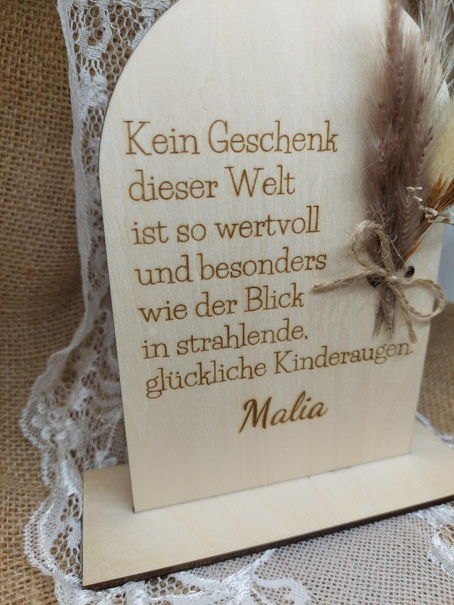 Herbst Deko, Einzugsgeschenk mit Spruch personalisiert, Geschenk Kinderzimmer, Aufsteller Dekoration zum aufstellen, Bogen mit Trockenblumen