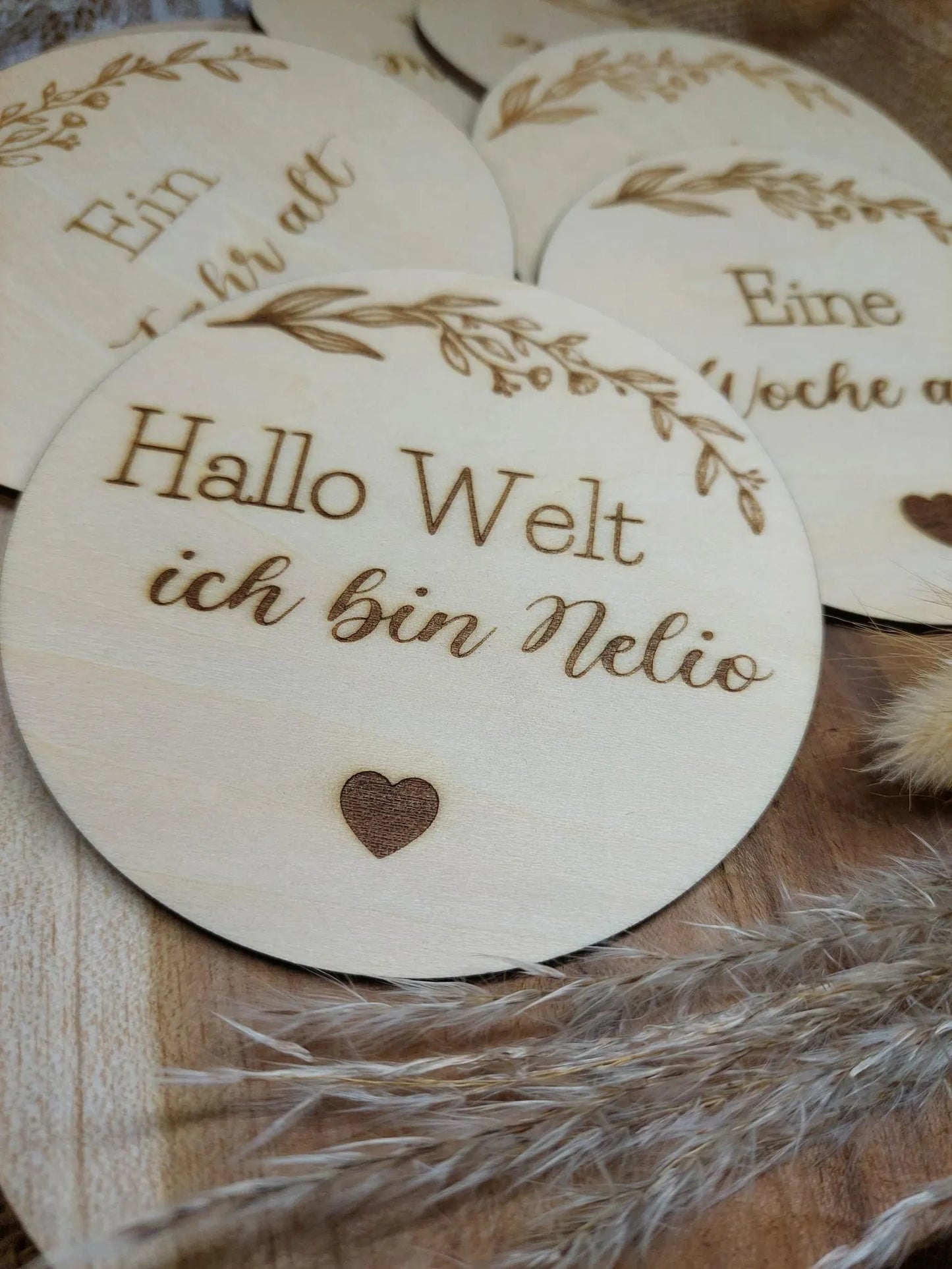 Meilensteinkarten Baby aus Holz, Mein erstes Jahr, Meilensteinkarten bis ein Jahr, Meilensteinkarten Baby Set, Holzset Meilensteinkarten