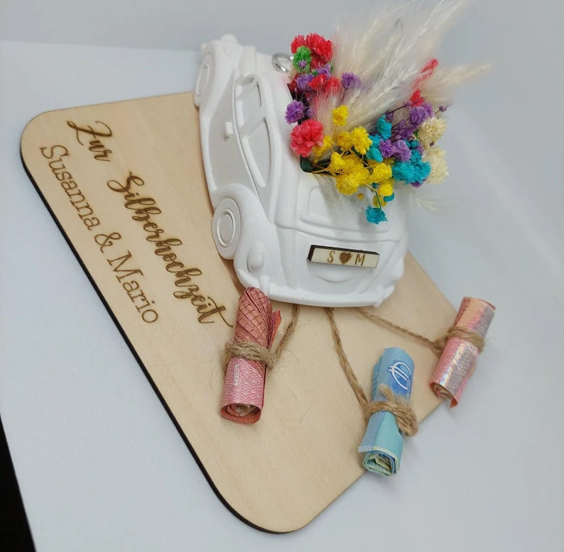 Hochzeitsgeschenk personalisiert, Geldgeschenk für Hochzeit, Zusätzliche Hochzeitsgeschenkidee, Mitbringsel zur Hochzeit, Autogeschenk