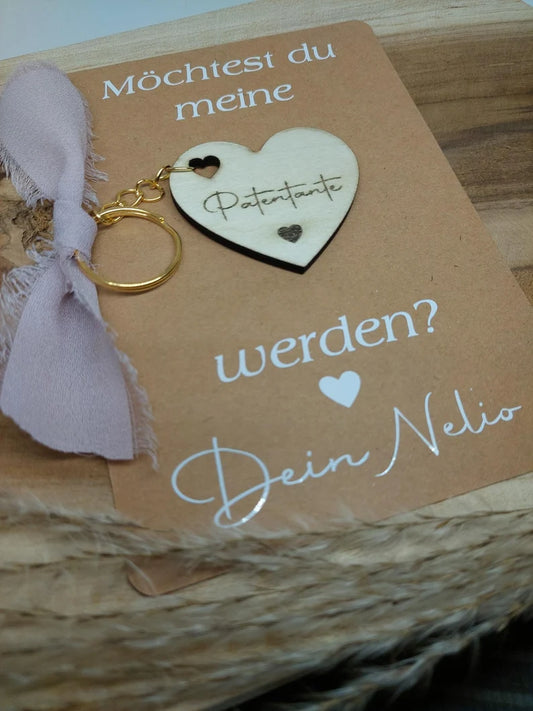 Patentante fragen, Schlüsselanhänger Patentante Patenonkel personalisiert Geschenk Schwangerschaft Geburt Babyparty Taufe, Taufpate Geschenk