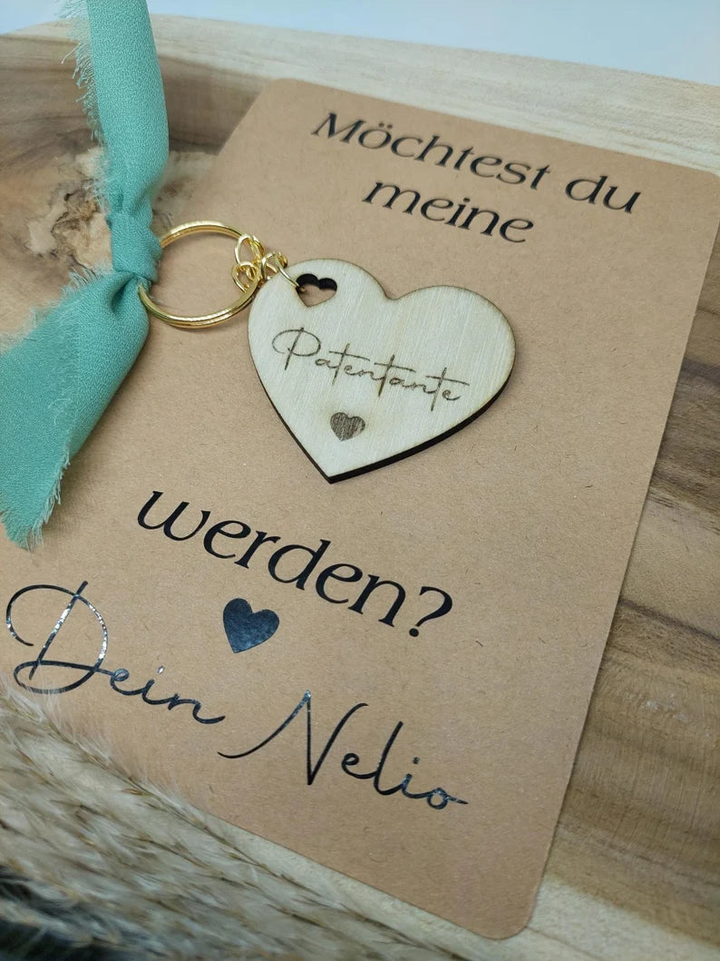 Patentante fragen, Schlüsselanhänger Patentante Patenonkel personalisiert Geschenk Schwangerschaft Geburt Babyparty Taufe, Taufpate Geschenk