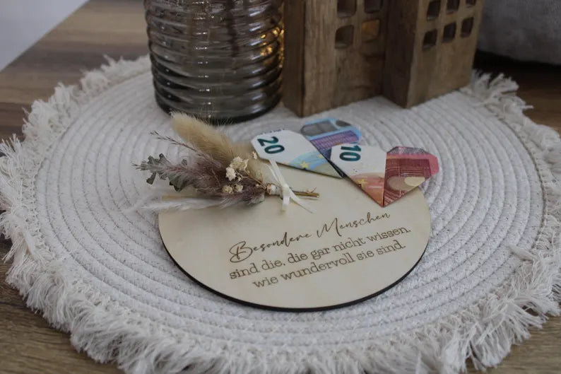 Geldgeschenk besondere Menschen, Wunscherfüller Hochzeit, Geschenk mit Blumen, Hochzeitsgeschenk emotional, Hochzeitsgeschenk für Brautpaar