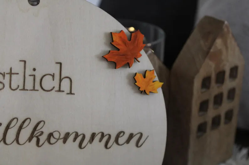 Herbstdekoration, Herbstdeko personalisiert, Herbstliches Schild, Türschild Herbst mit Namen, Herbstdeko Holz, herbst deko zum aufhängen